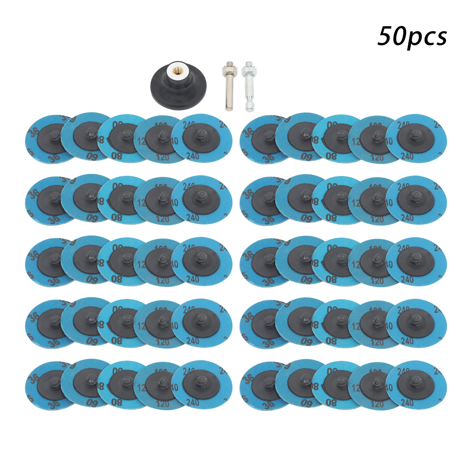 36/60/80/120/240 Grit 2 Inch Quick Change Sanding Discs Set of 50