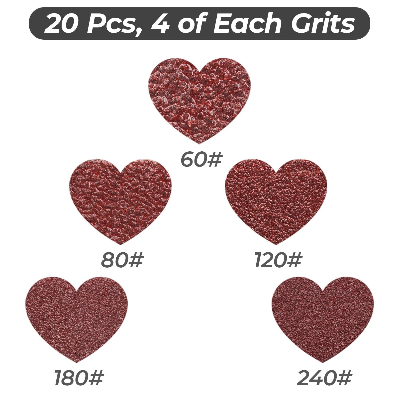 1/2 x 18 Inch Sanding Belts, 20 Pcs, 4 Each of 60/80/120/180/240 Dark Re