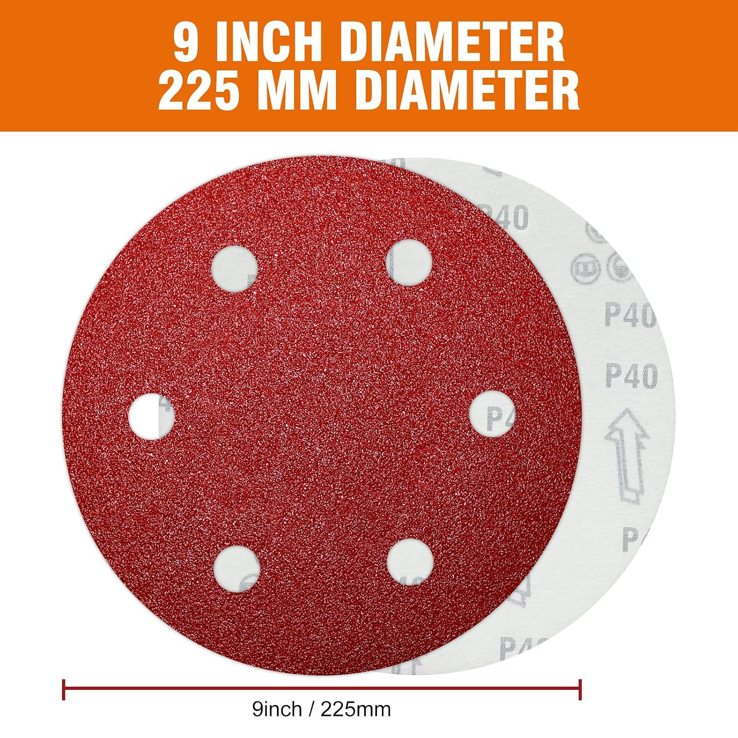 60 PCS 9 Inch Drywall Sanding Discs 40 60 80 120 180 240 Grit 6 Hole Hook