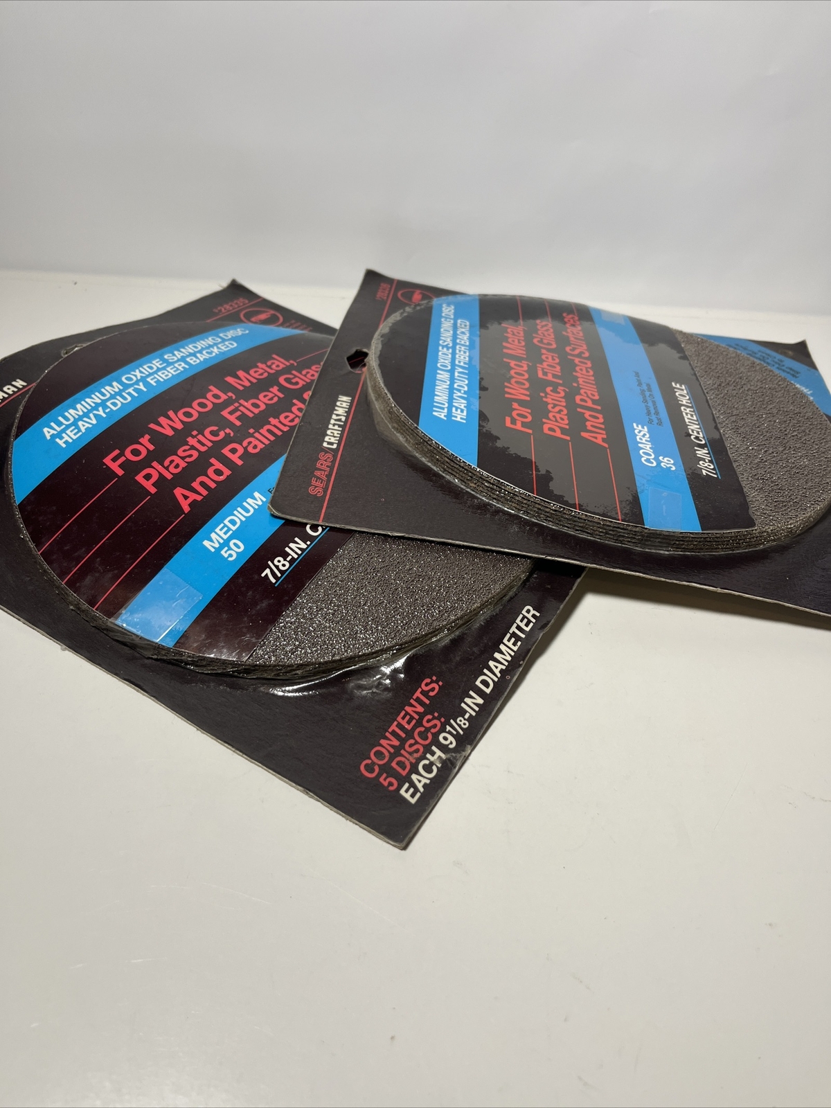 Sears Aluminum Oxide Sanding Disc Fiber Backed 9 1/8” 7/8” Center Hole #50 #30