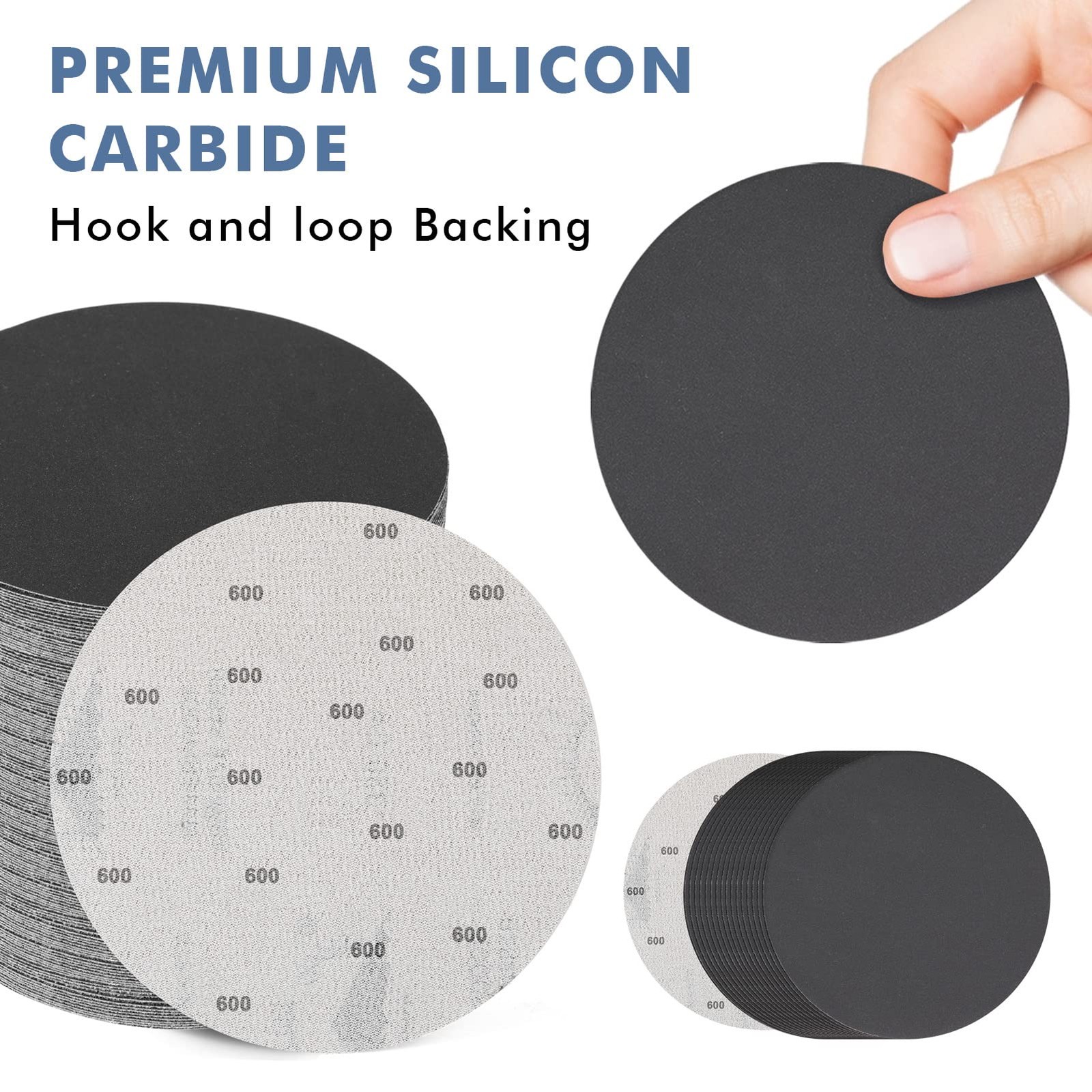6 Inch 25 PCS 600 Grit Sanding Disc Wet Dry Sandpaper Hook Loop Sand Paper