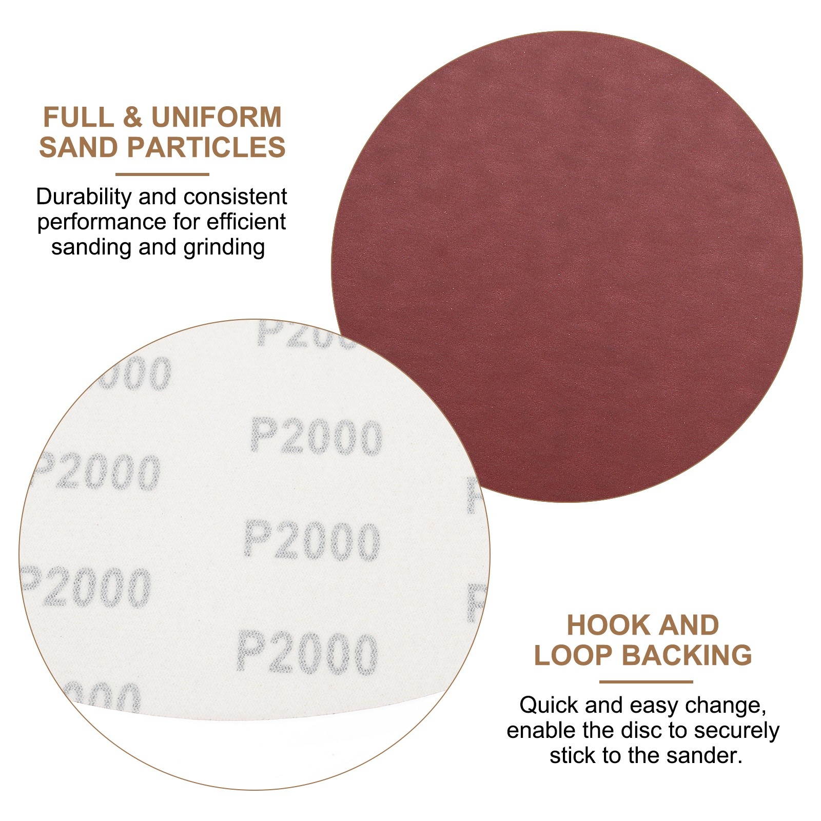 2pcs 10″ Hook and Loop Sanding Discs 2000 Grits Aluminum Oxide Sandpapers