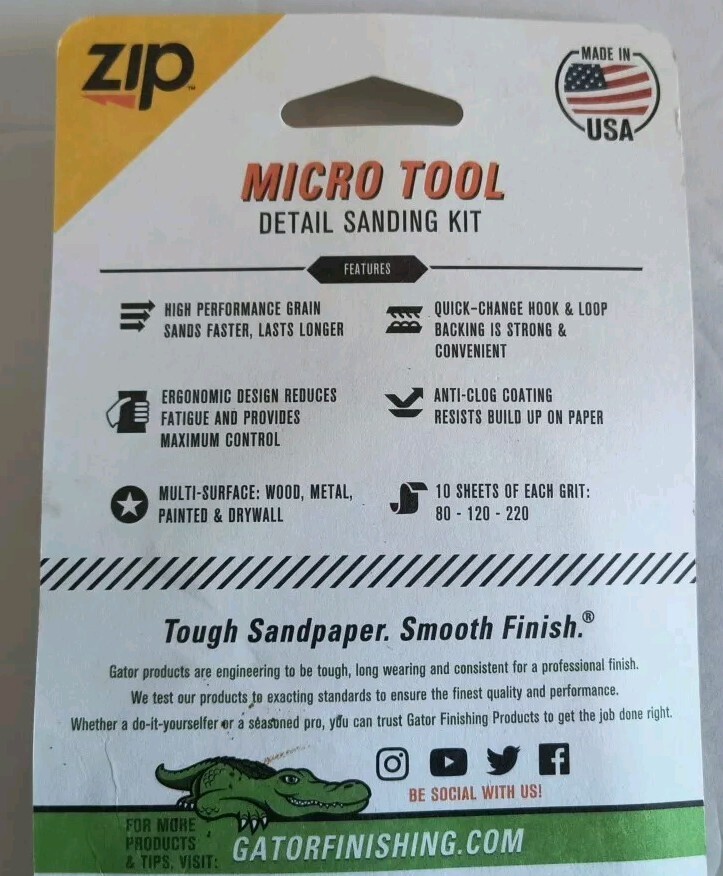 GATOR MicroZip Sanding Sander Kit With 30 Assorted Grits