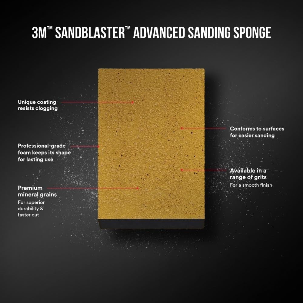 3M SandBlaster Sanding Sponge 3.75″ x 2.5″ x 1″ 20907-180
