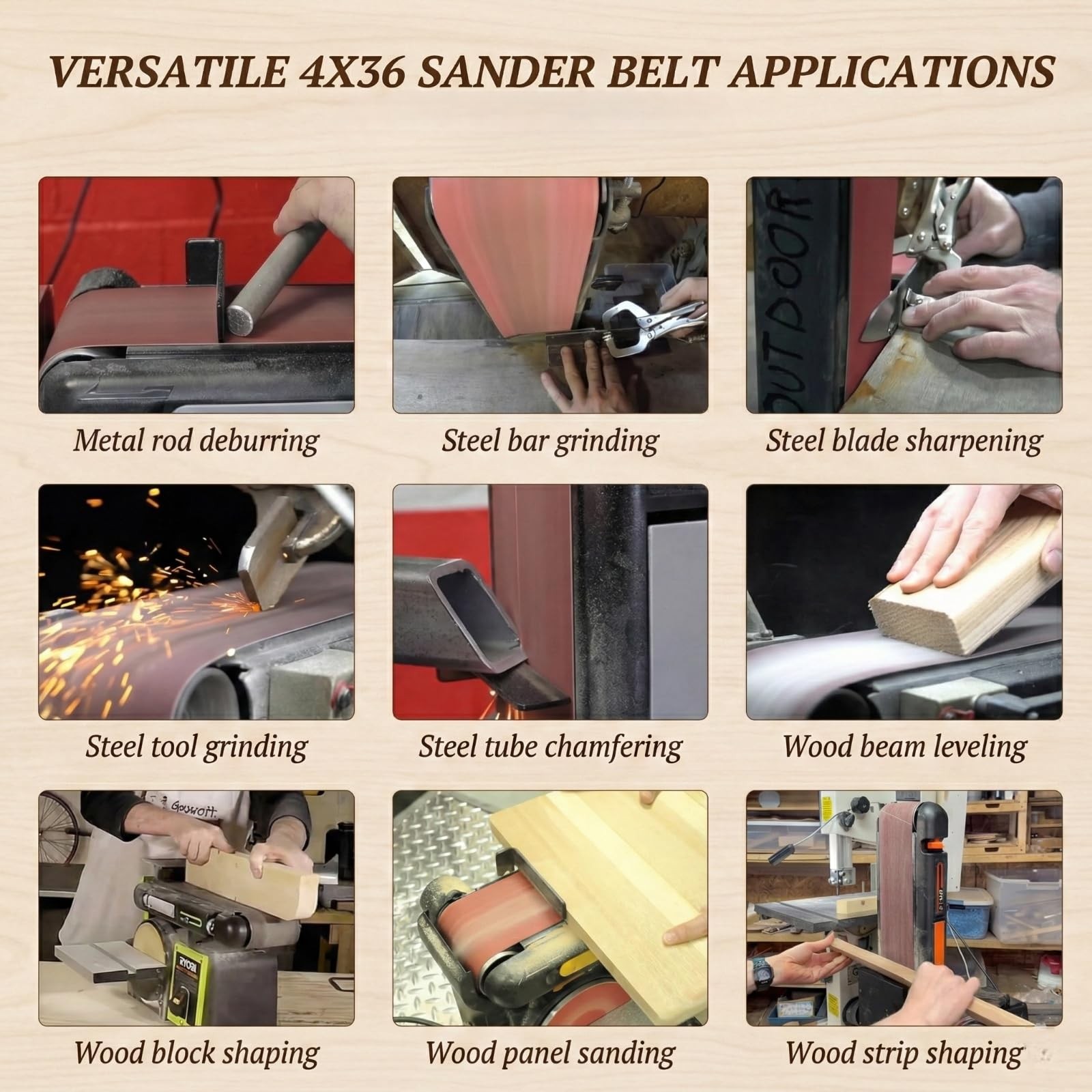 12 PCS 4×36 Inch Sanding Belts 80400 Grit AntiClog Metal Woodworking Sander