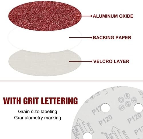 9 Inch 6 Hole Sanding Discs 40 Grit Hook and Loop for Drywall Sander 12PCS