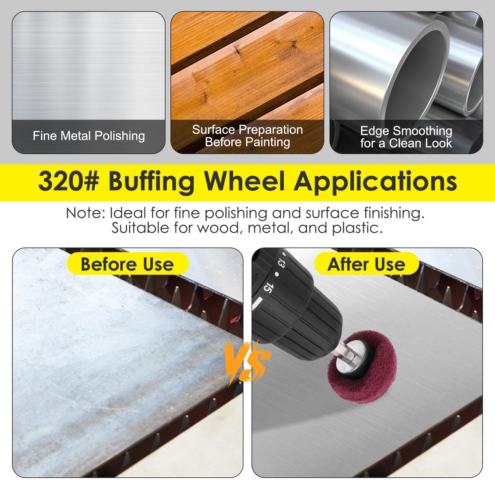 7 PCS 1/4 Inch Shank Non Woven Abrasive Polishing Wheel Drill Attachment Set