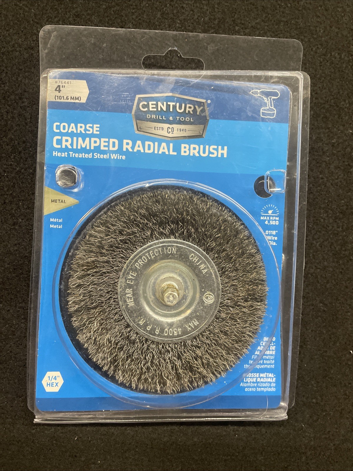 Century Drill & Tool 76443 4″ Fine Crimped Radial Brush Open Box