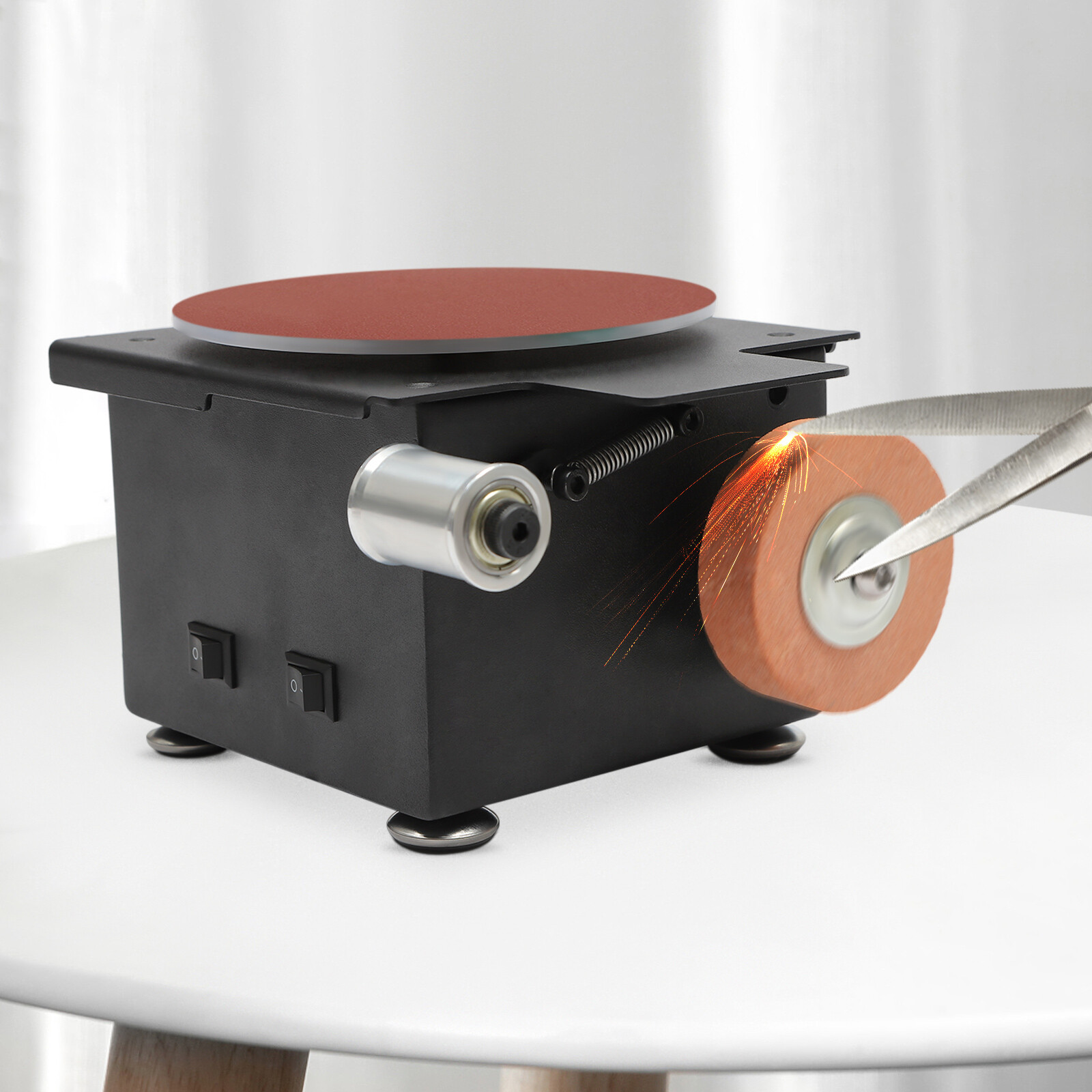 6inch Mini Belt Disc Sander Edge Sharpener Electric Bench Polisher Tools Kit