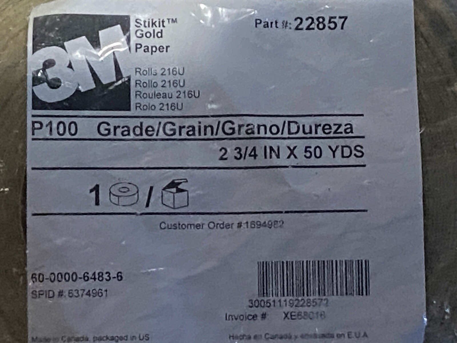 3M Stikit Gold Paper 216u 100 Grit
