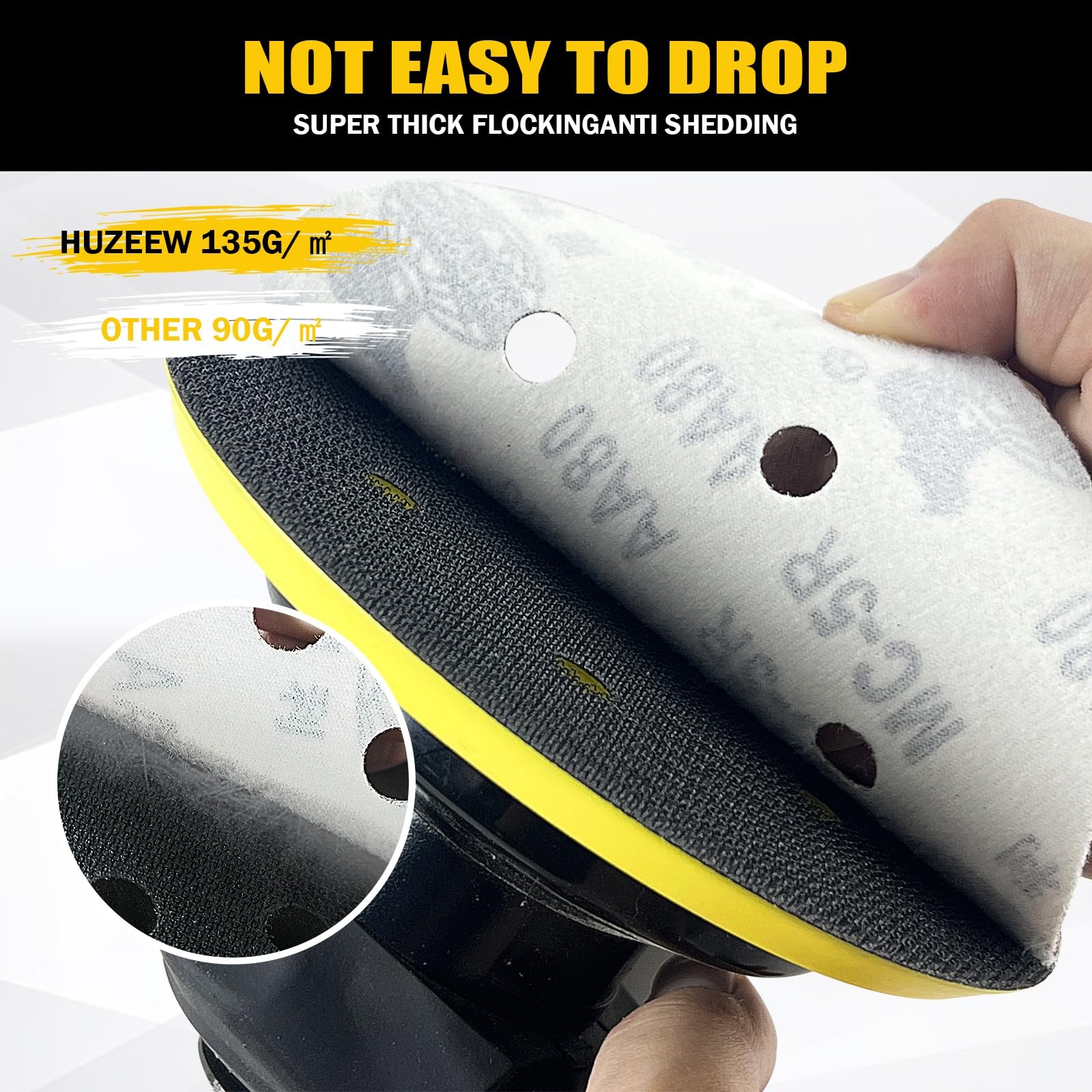 Huzeew 60Pcs 6 Inch 6-Hole Hook&Loop Sanding Discs, 60 Grit Diamond Yellow Sa…