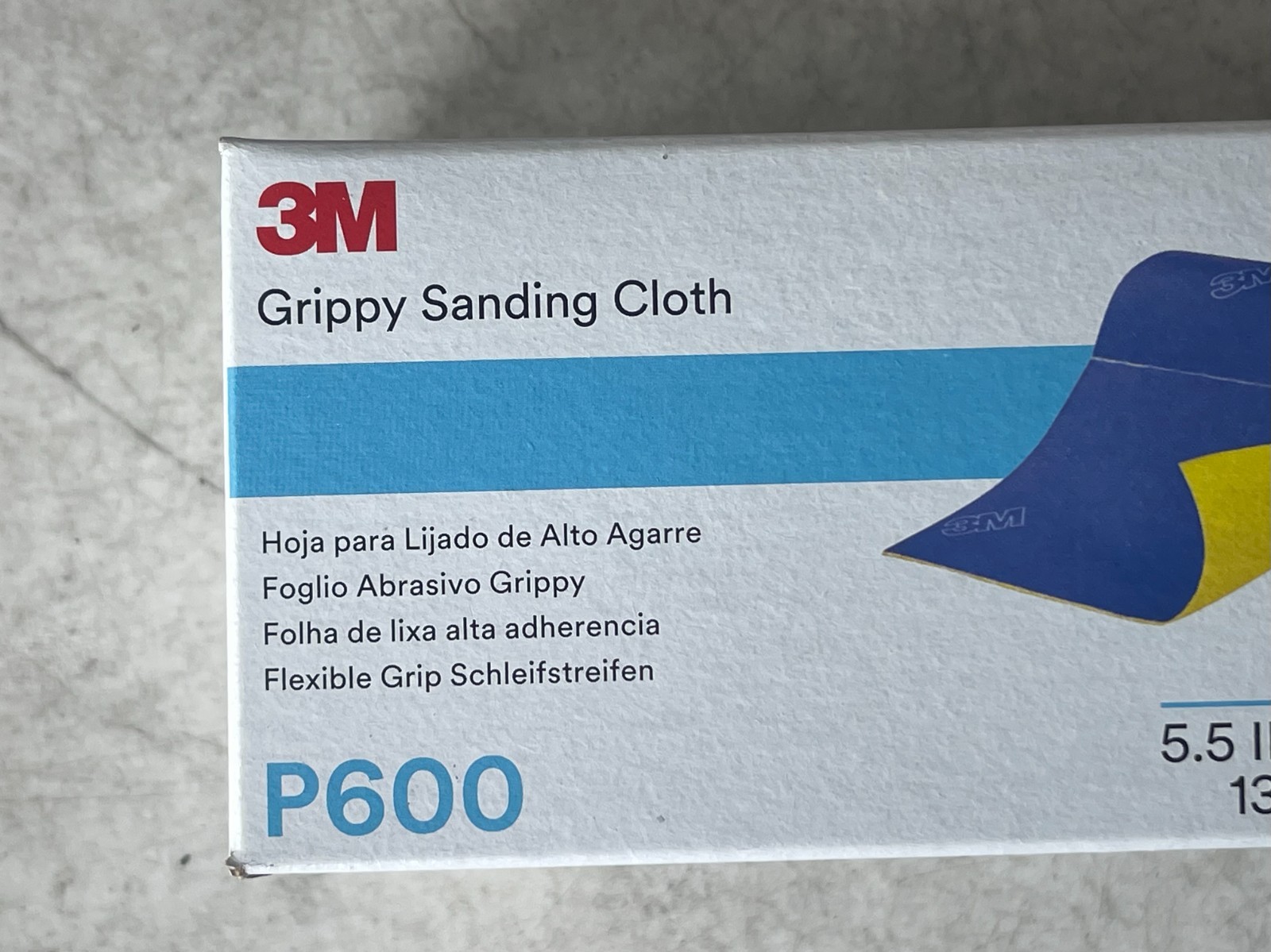 3M Grippy Sanding Cloth 35111 P600 Grade 5.5 In x 4.5 In 20 Sheets
