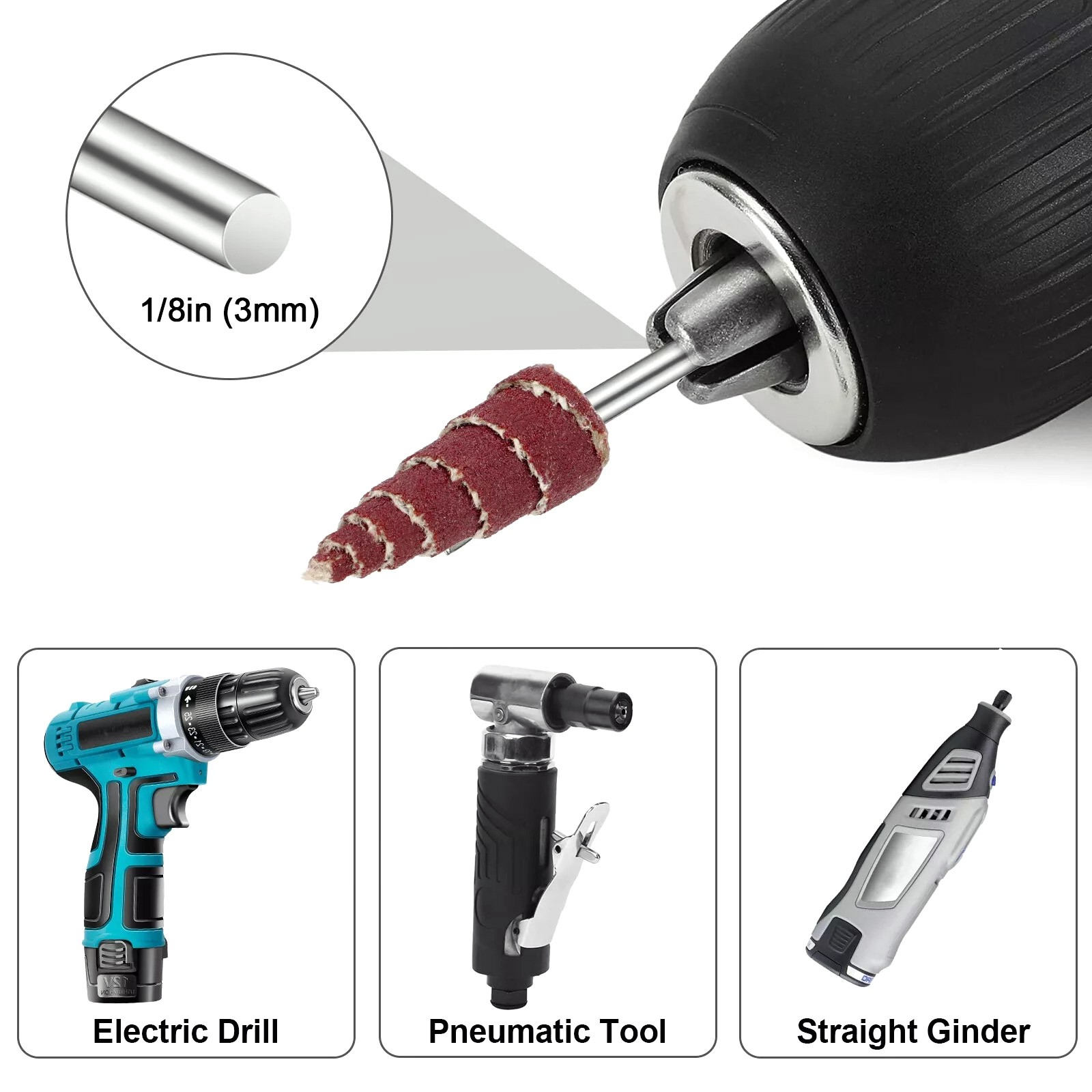 60Pcs Cone Shape Abrasive Flap Wheel For Deburring Sanding Polishing Woodcarving