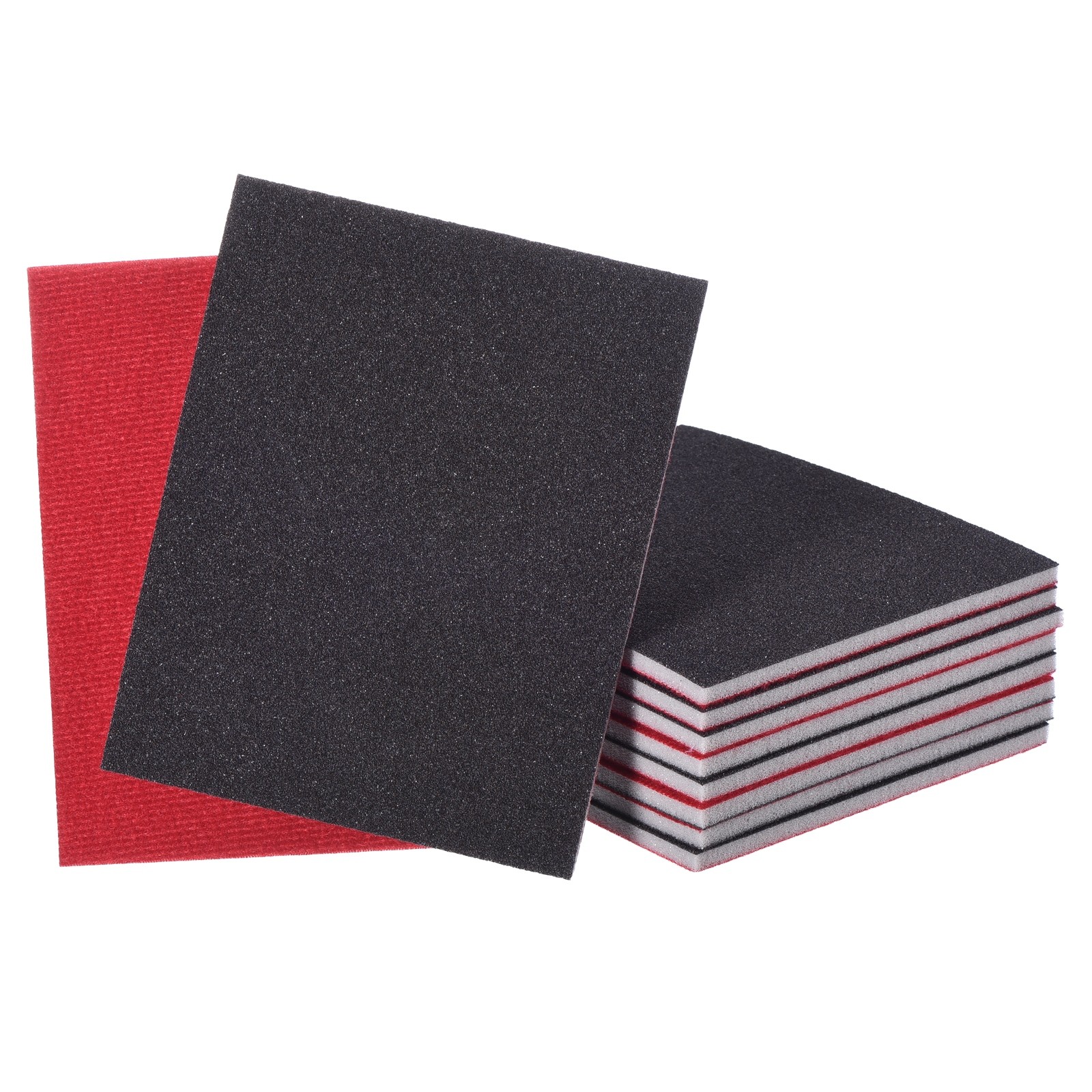10 Pcs 60 Grit 5.5 x 4.5 Inch Hook & Loop Foam Sanding Blocks, Black