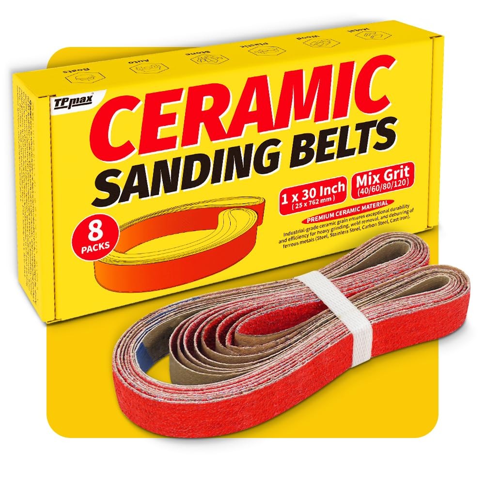 1×30 in Ceramic Sanding Belts 40/60/80/120 Grits for Knife Making & Woodworking