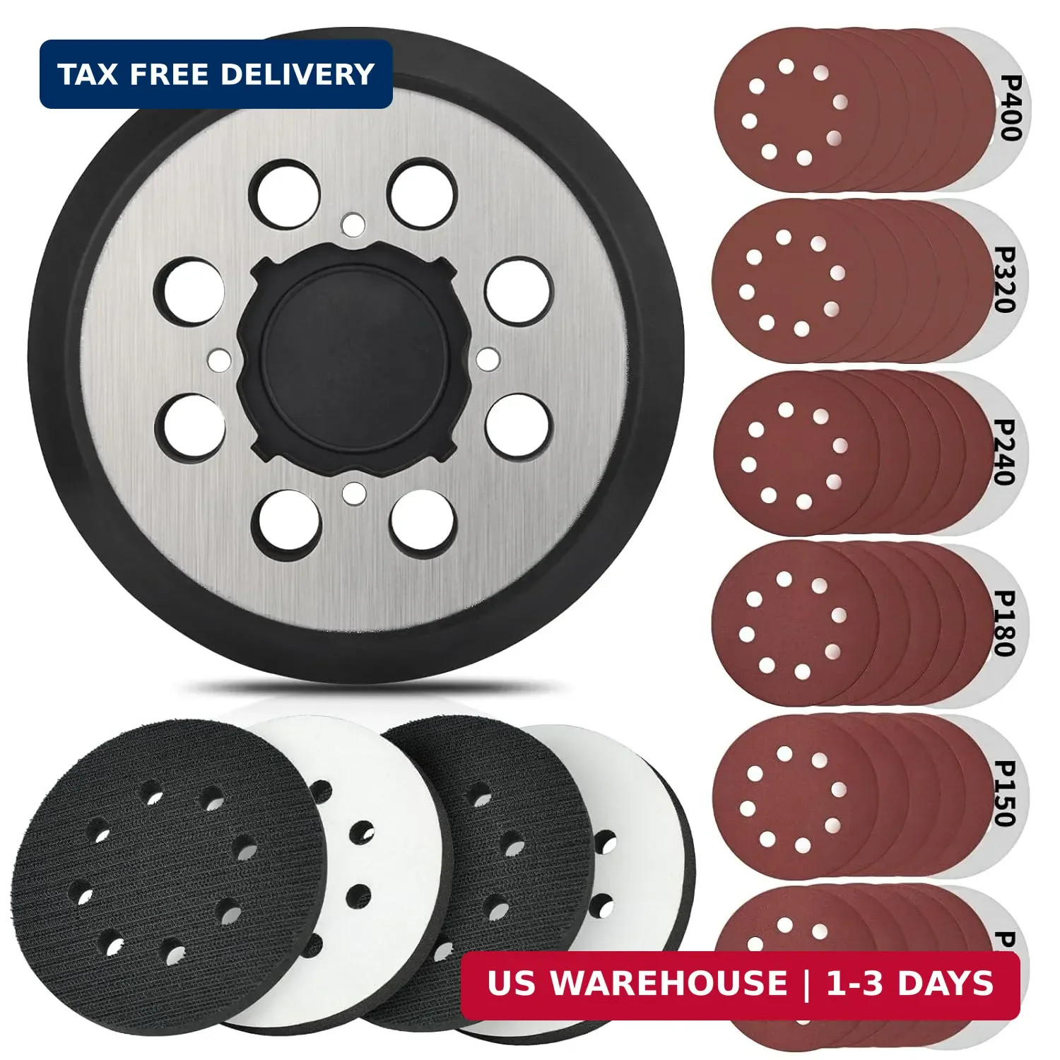 5 Inch 8 Holes Hook Loop Orbital Sander Metal Pad Replacement for DeWalt DWE6423