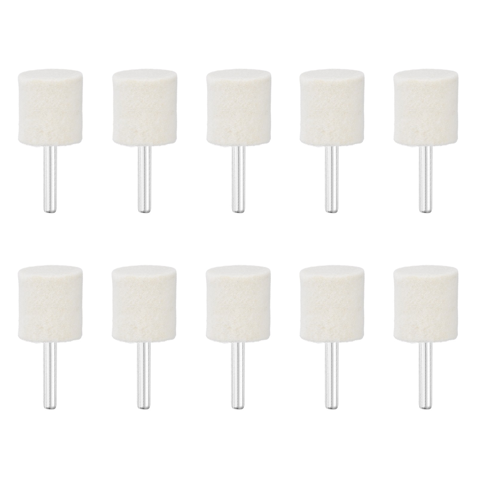 10 Pcs Wool Felt Mounted Mandrel Points 25mm Cylinder Head with 1/4″ Shank