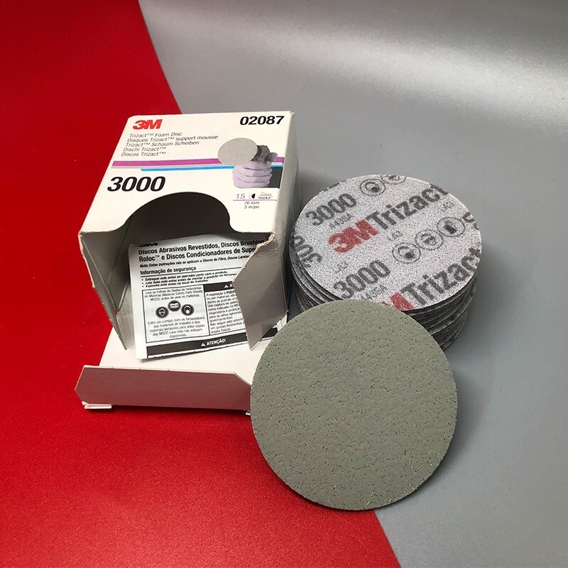 For 3M 02087 Trizact Hookit 3 Inch P3000 Grit Foam Disc Automotive 15Pcs/Box