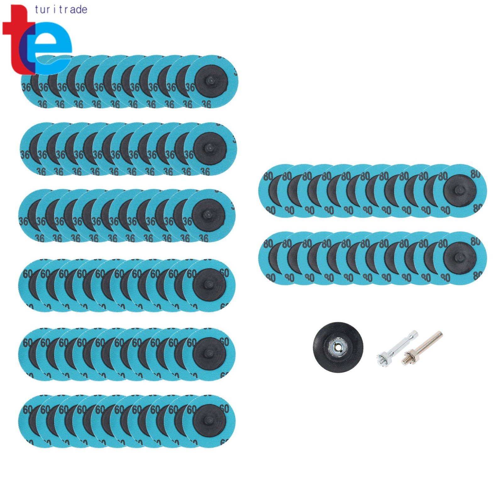 80 Pieces 2 Inch 36/60/80 Grit Roll Lock Die Grinder Sanding Grinding Discs