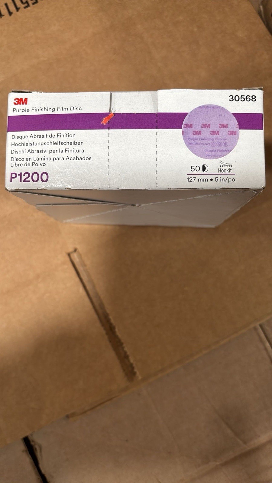 3M Hookit Purple Finishing Film Abrasive Disc 260L, 30568, 5 in, P1200
