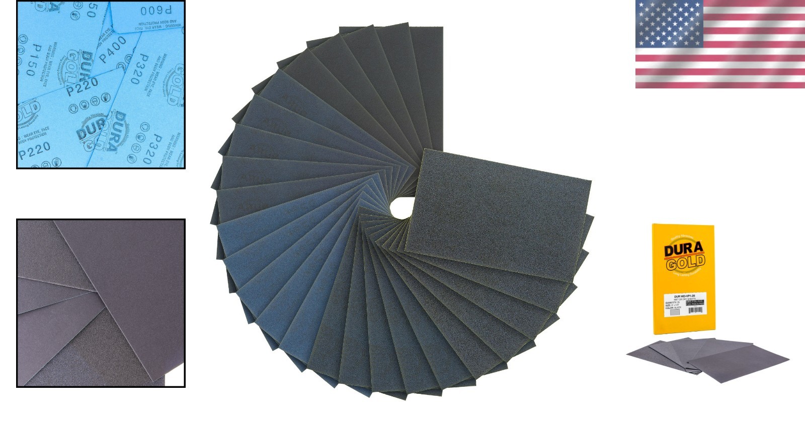25 Sheets of 5.5″ x 9″ Silicon Carbide Sandpaper – 5 Grit Options for Precision