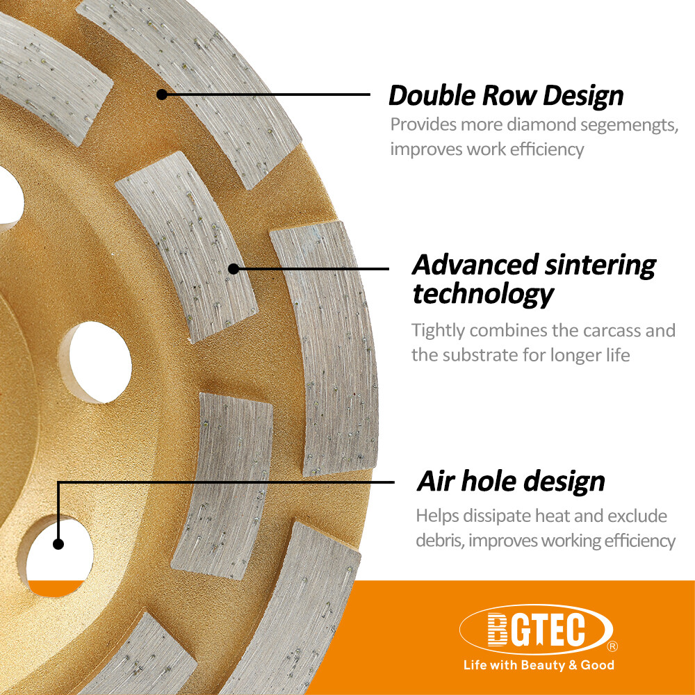 Diamond Concrete Grinding Wheel Double Row Sanding Disc Granite Marble 4-7 inch
