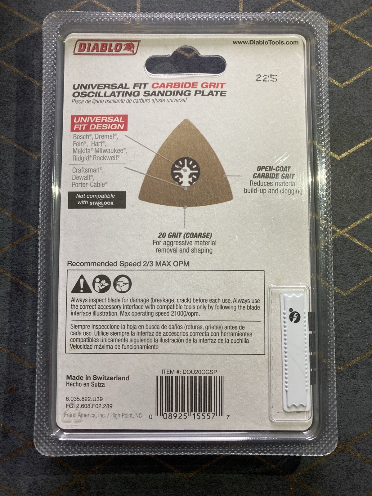 DIABLO 3-1/2 in. 20-Grit Universal Fit Carbide Grit Oscillating Sanding Plate