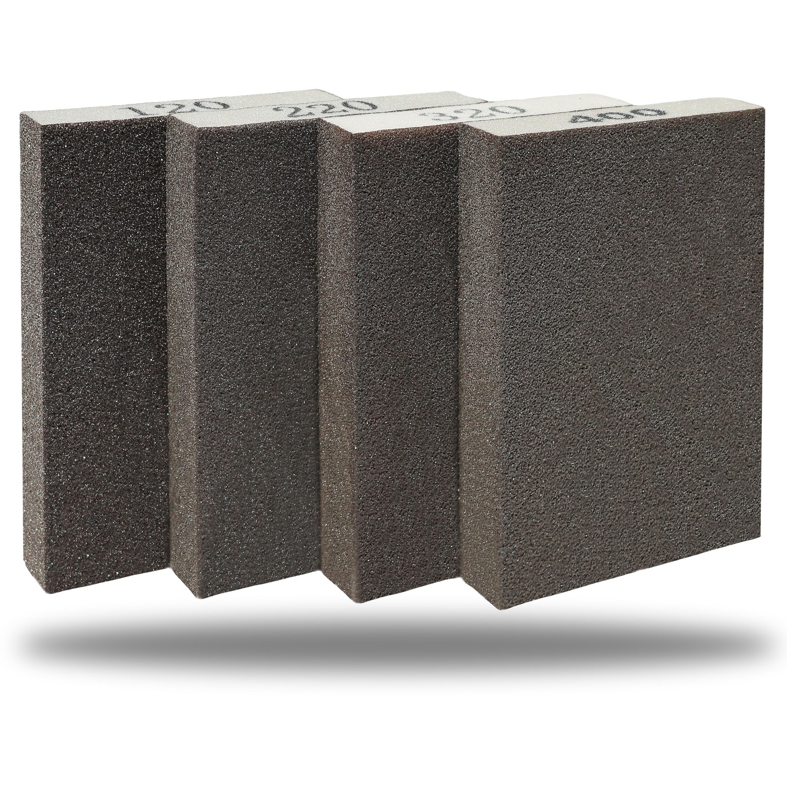 4 Pack Sanding Sponges 120 220 320 400 Grit Coarse Fine Blocks Wood Drywall Meta