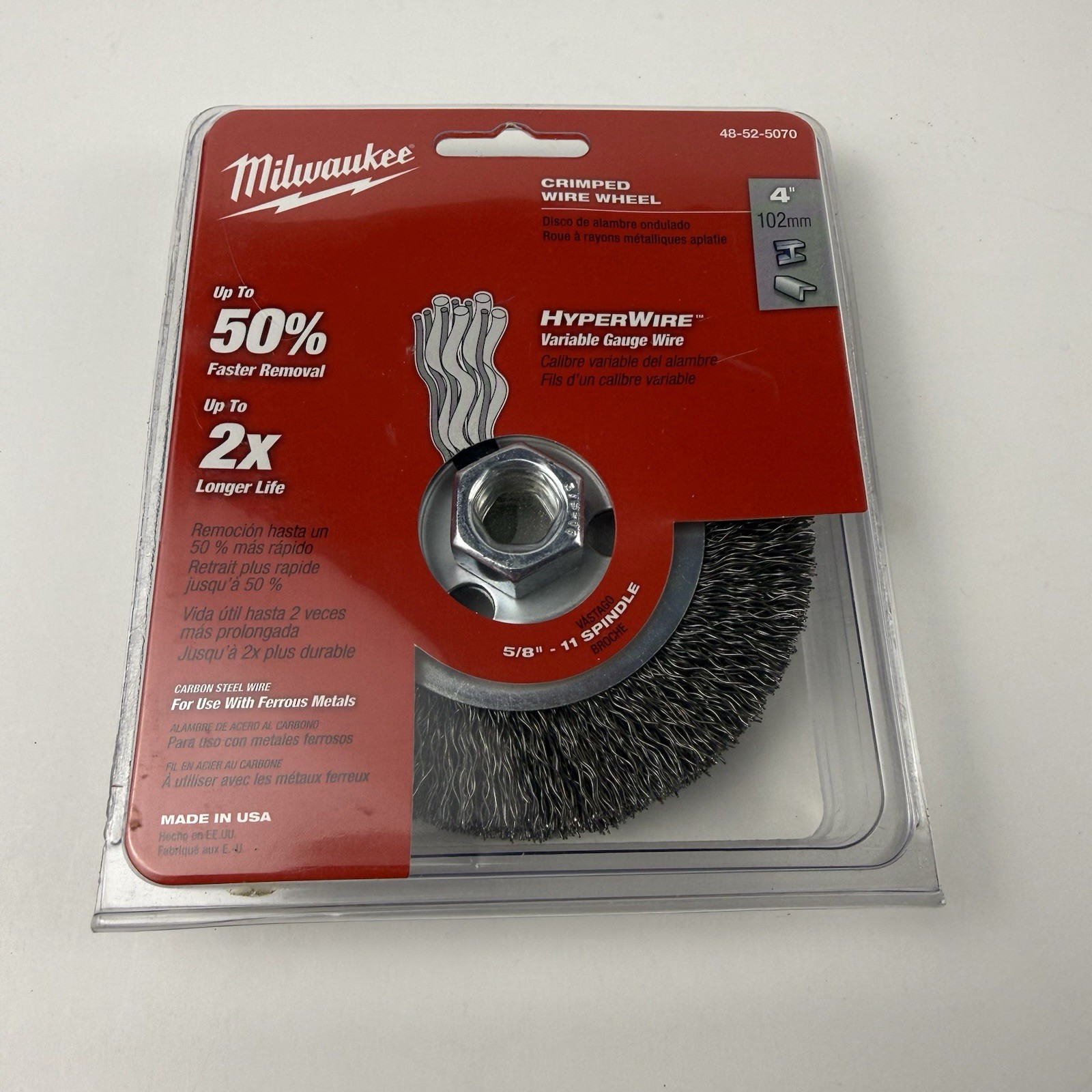 Milwaukee Crimped Wire Wheel 48-52-5070 4″ Radial Carbon Steel Hyperwire USA