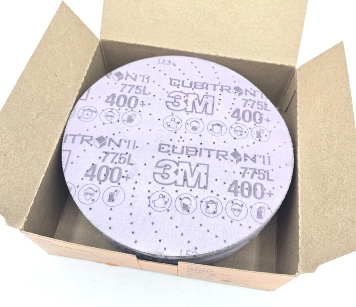 *50/Box* 3M Cubitron II 775L Hookit 6″ Film Discs 400+ Grain 05059 *New*