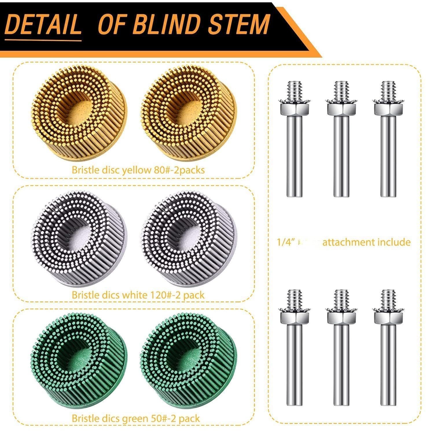 6-Pack 2 Inch Abrasive Bristle Discs for Metal