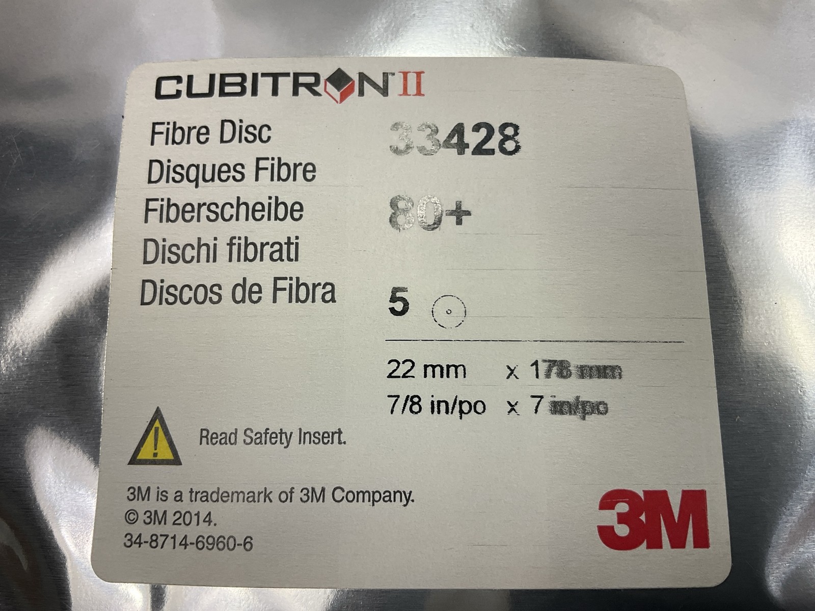 3M 33428 Cubitron II Abrasive Fibre 7″x7/8″ Disc, 80 Grit, 5 Discs / Pack