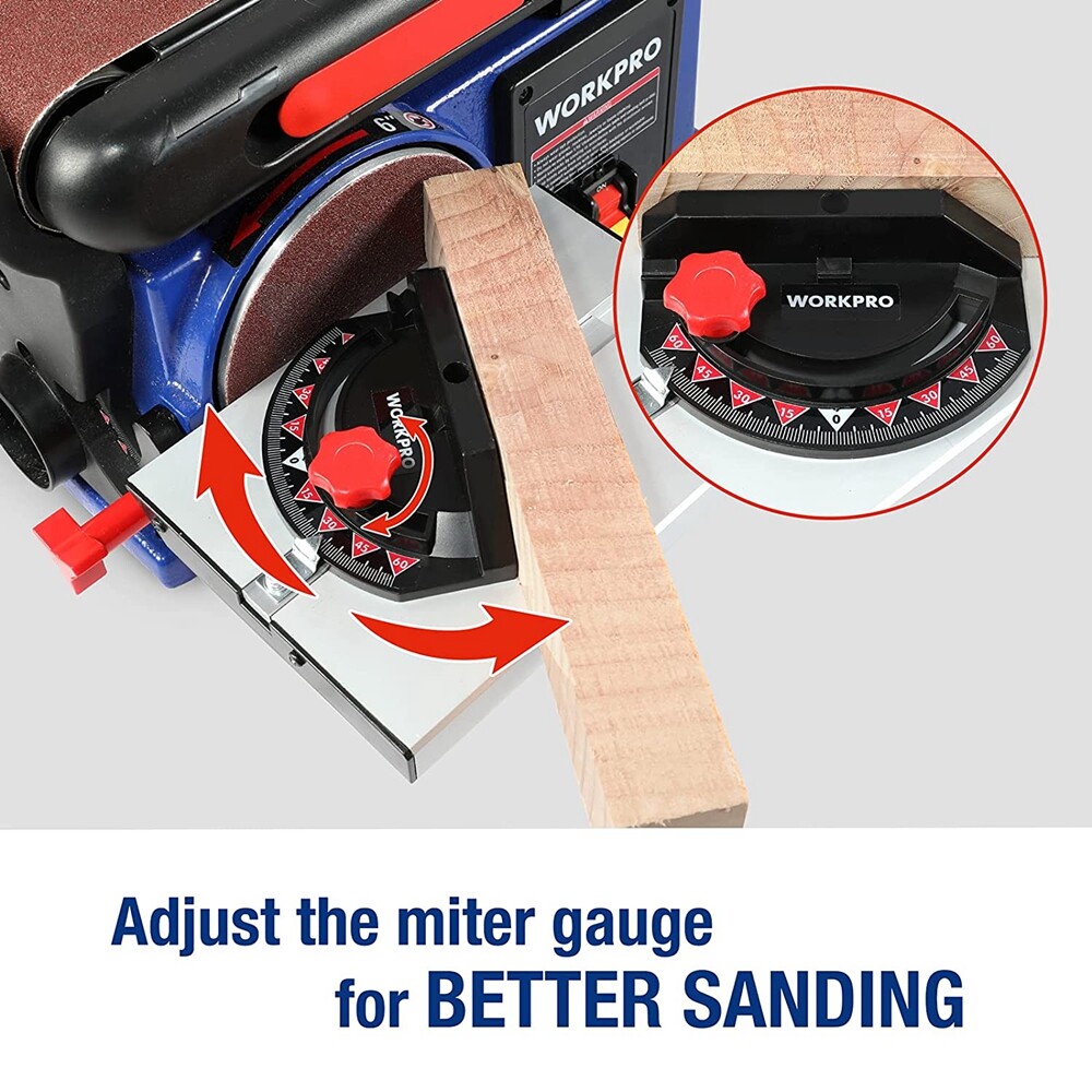 WORKPRO Belt Disc Sander 4 in. x 36 in. Belt & 6 in. Disc Sander 6pcs Sandpapers