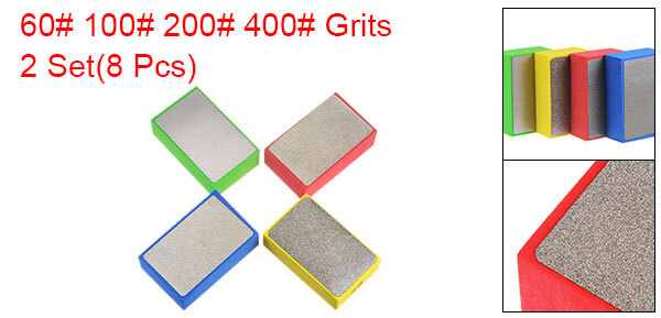 8pcs Diamond Polishing Pad 2 Set 60# 100# 200# 400# Grits Sanding Blocks
