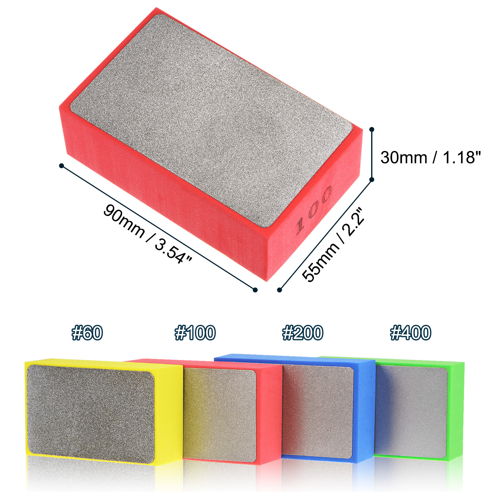 8pcs Diamond Polishing Pad 2 Set 60# 100# 200# 400# Grits Sanding Blocks