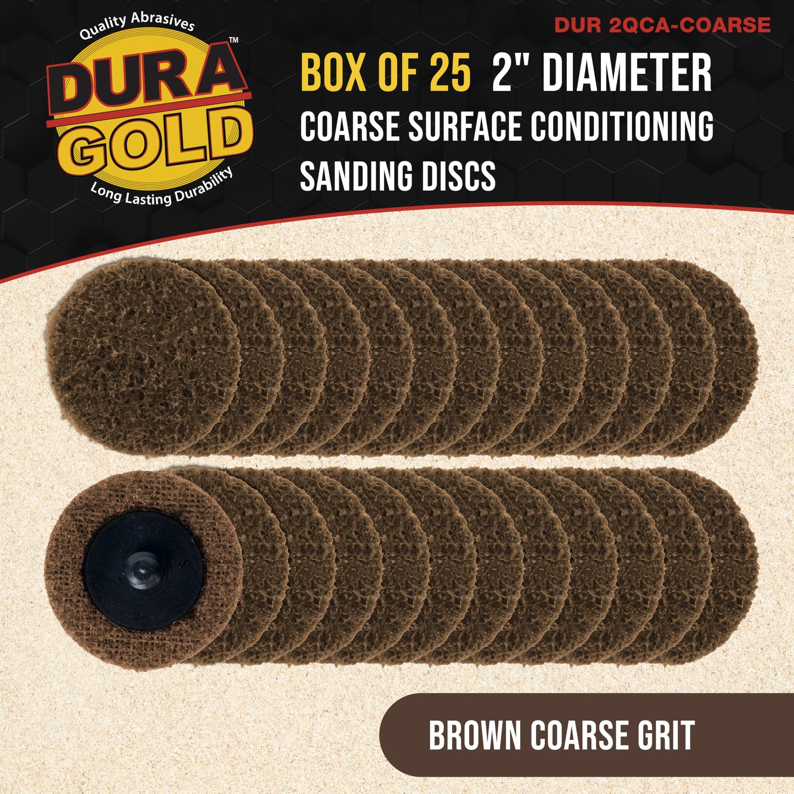 2″ Diameter Surface Conditioning Discs Brown Coarse Sanding Grit (of 25) – R-…