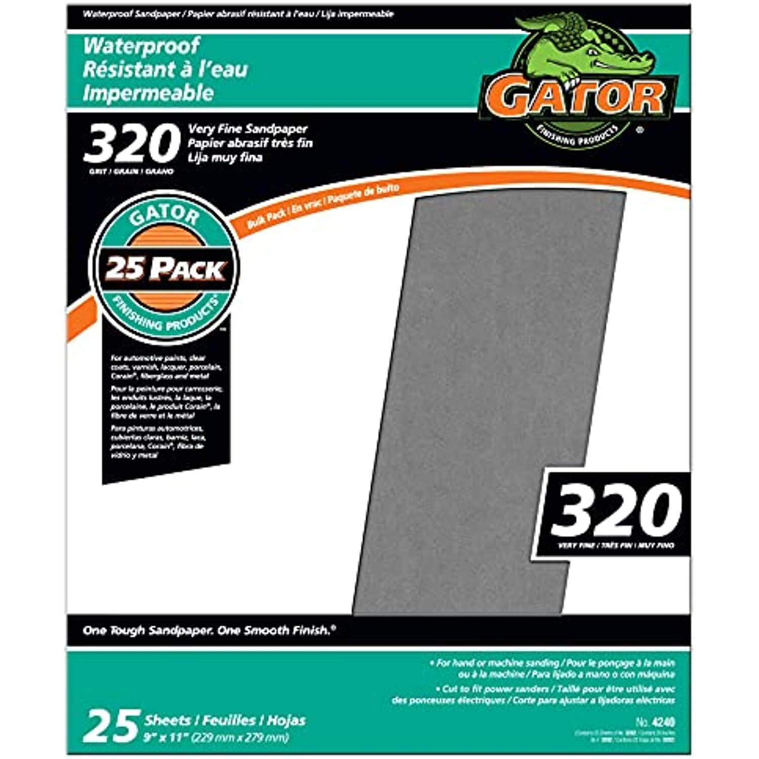 ALI INDUSTRIES 4240 9″ x 11″ Waterproof Sanding Sheets, Black