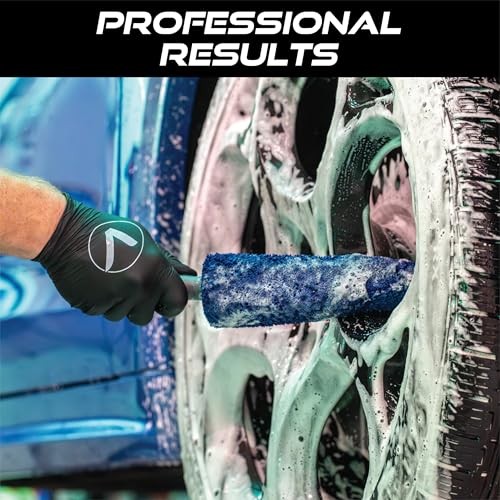 Wheel Brush or Rim Brush for Car, Metal Free, Blue, 2.5 Inch x 14.3 Regular
