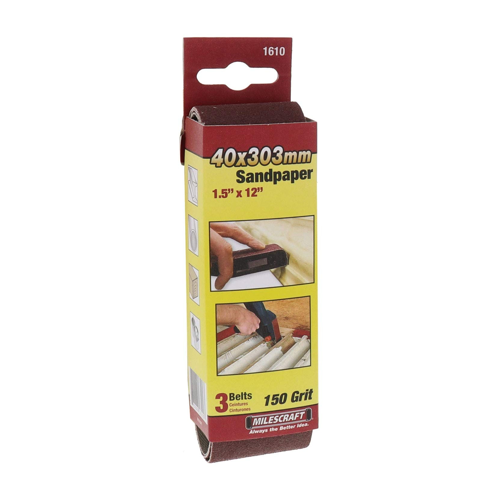 Milescraft 1610 1.5″ x 12″ Sanding Belts (150 Grit) – 3 Pk. for Sanddevil &…
