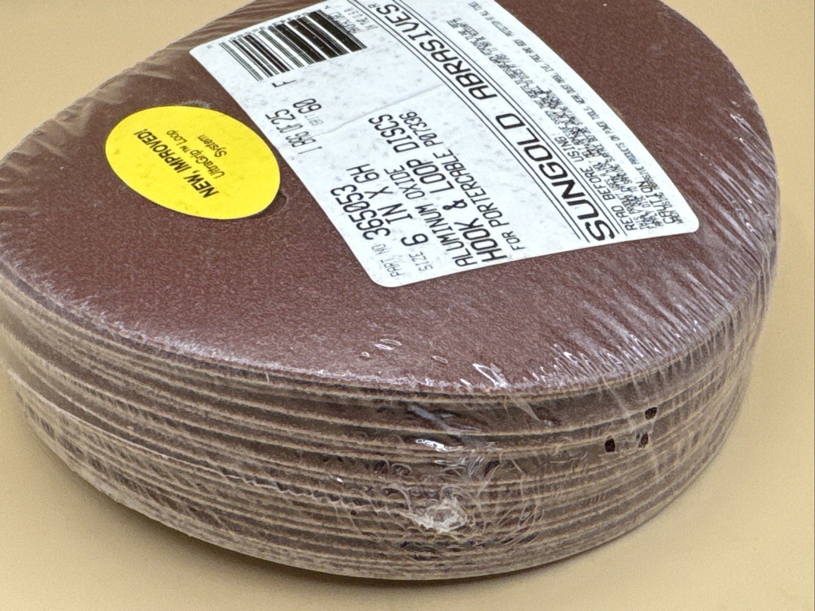 Sungold Abrasives 365053 60 Grit 6×6 Hook Loop Discs 25 Pack Made USA