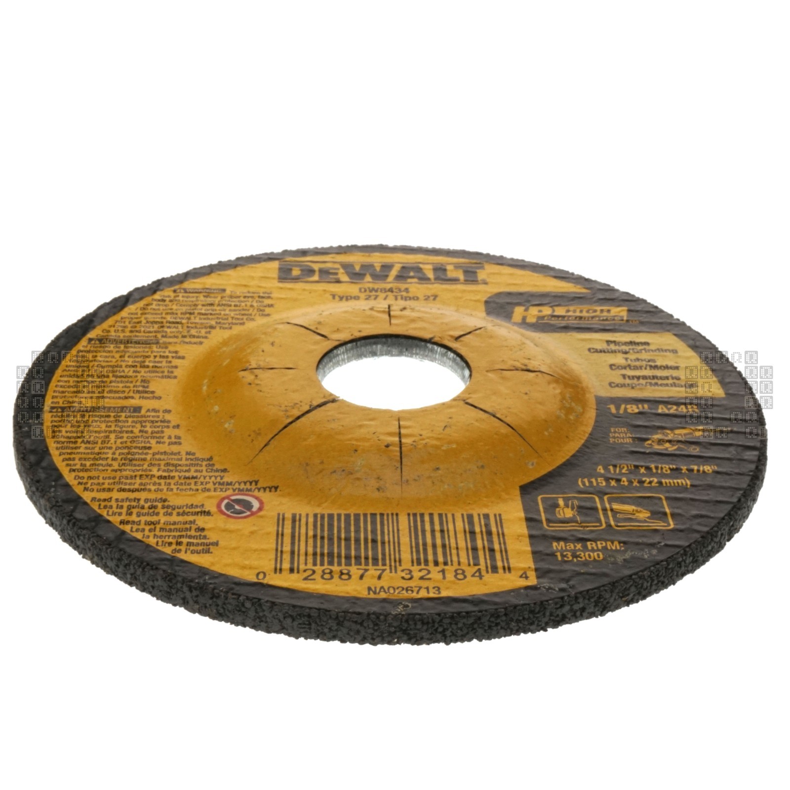 DeWALT DW8434 4-1/2″ Diameter Pipeline Cutting Grinding Wheel, 1/8″ Thickness