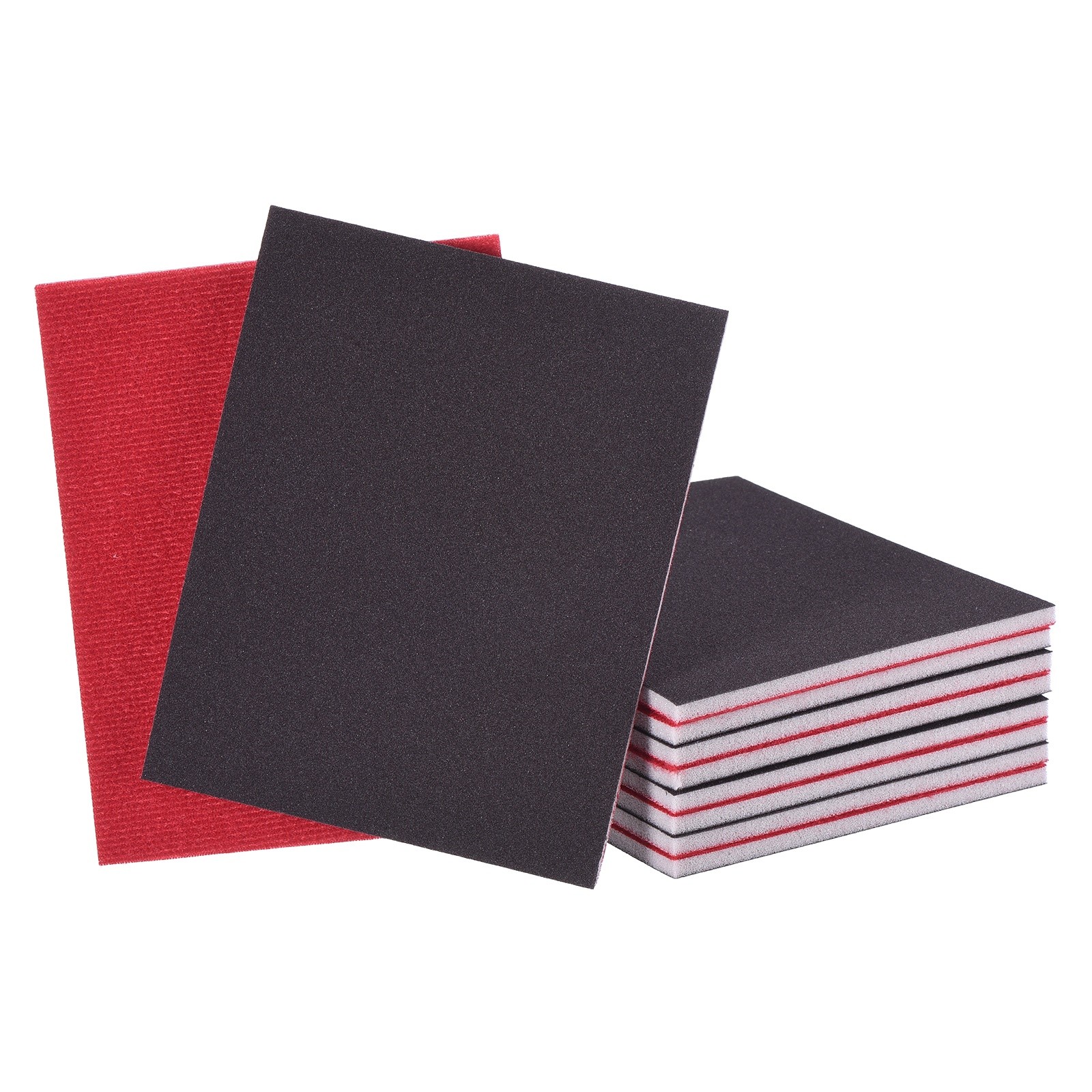 10 Pcs 100 Grit 5.5 x 4.5 Inch Hook & Loop Foam Sanding Blocks, Black