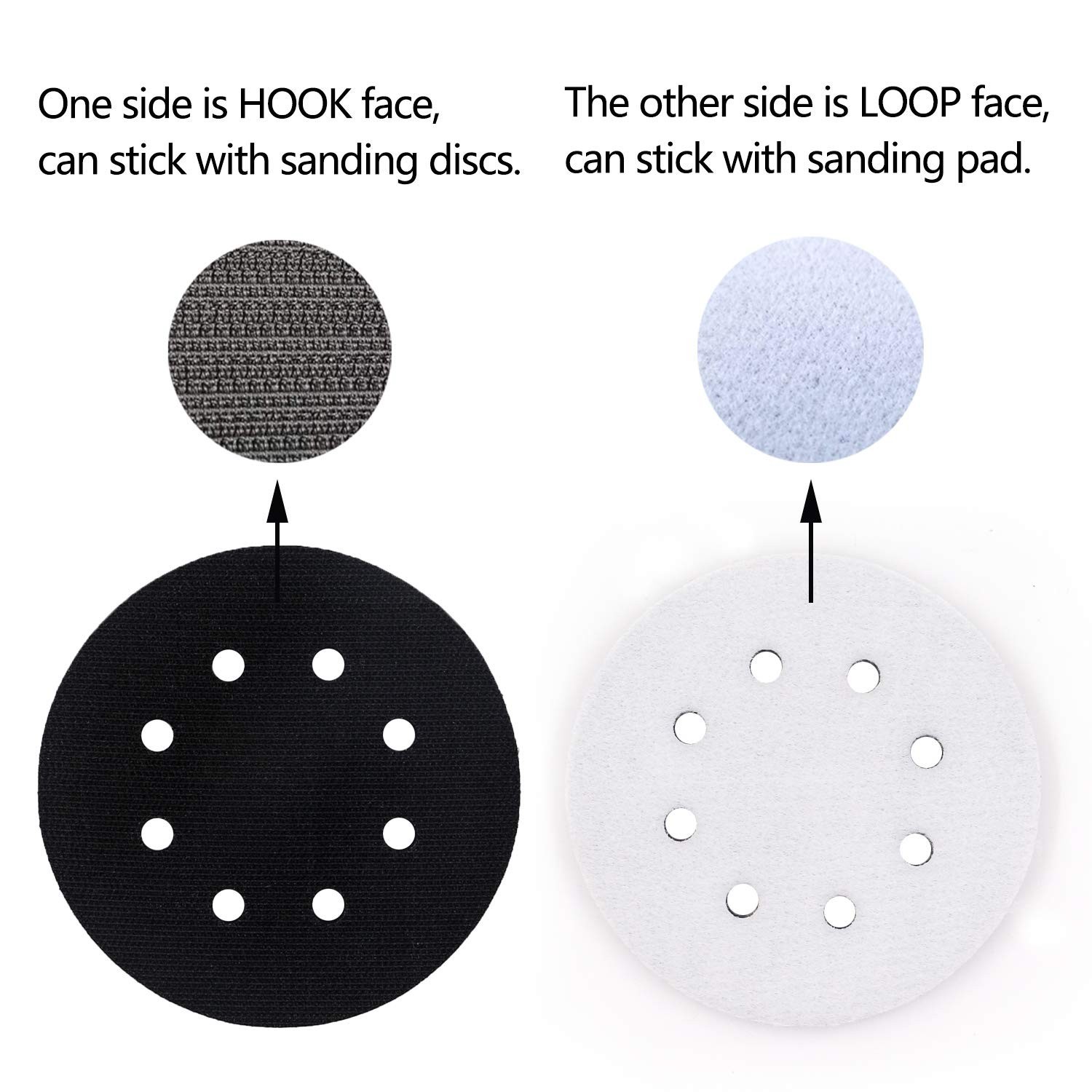 5 Pack 5 Inch 8 Holes Soft Density Interface Pads Hook and Loop 5″ Sponge Cushio