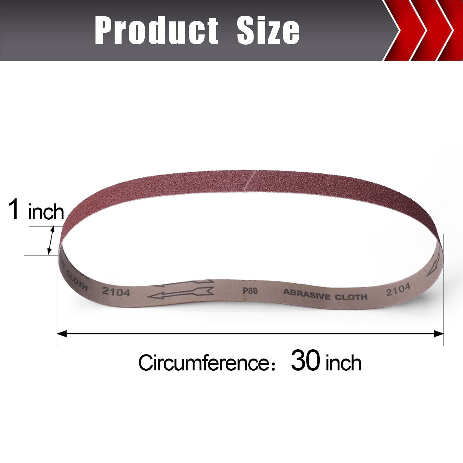 12 Pcs 1×30 Inch Sanding Belt Aluminum Oxide Sanding Belt for Woodworking Metal