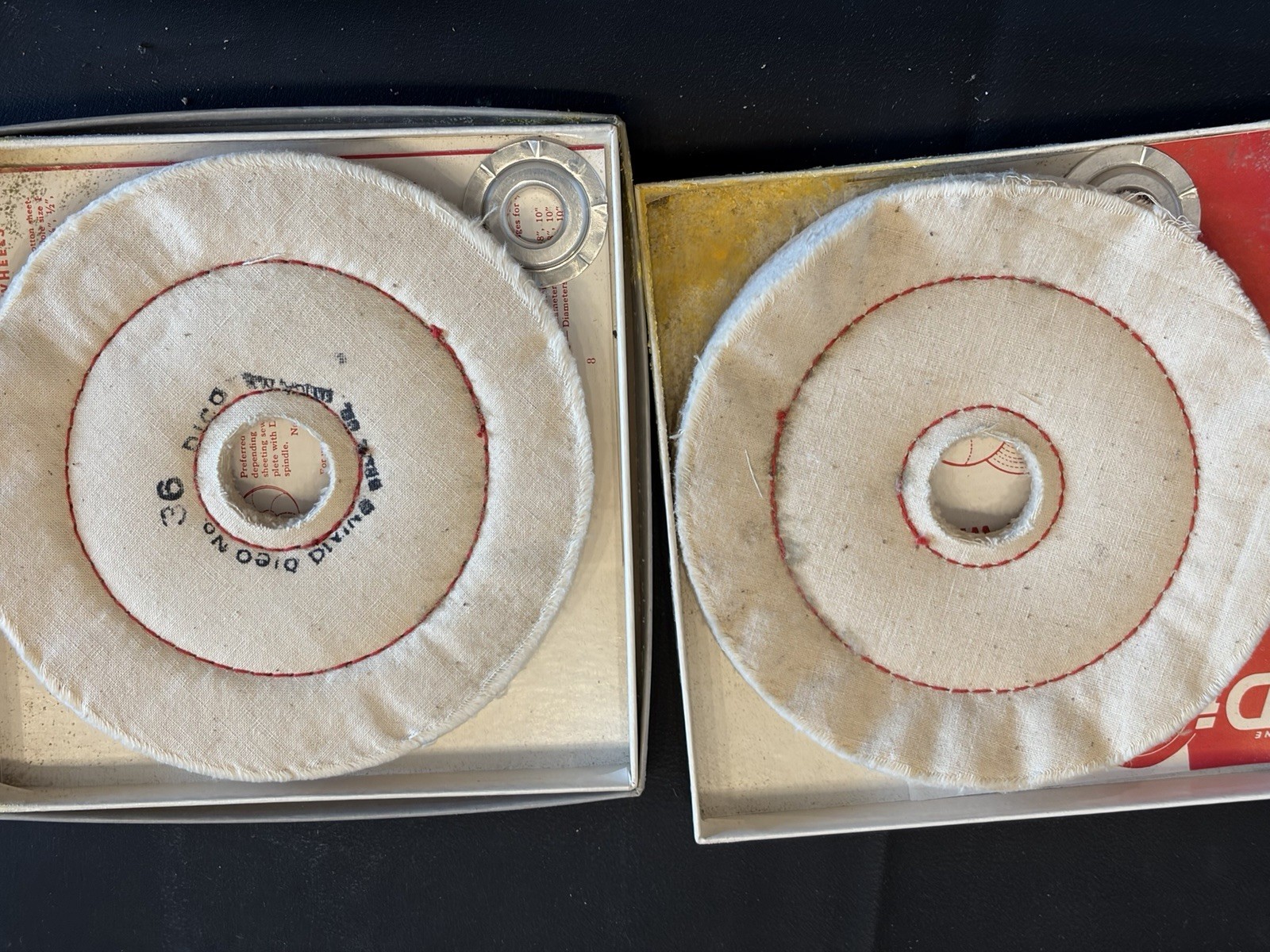 Vintage Buffing Wheel Lot ARCO A1 Williamsville DICO 10” 6” + Arbor