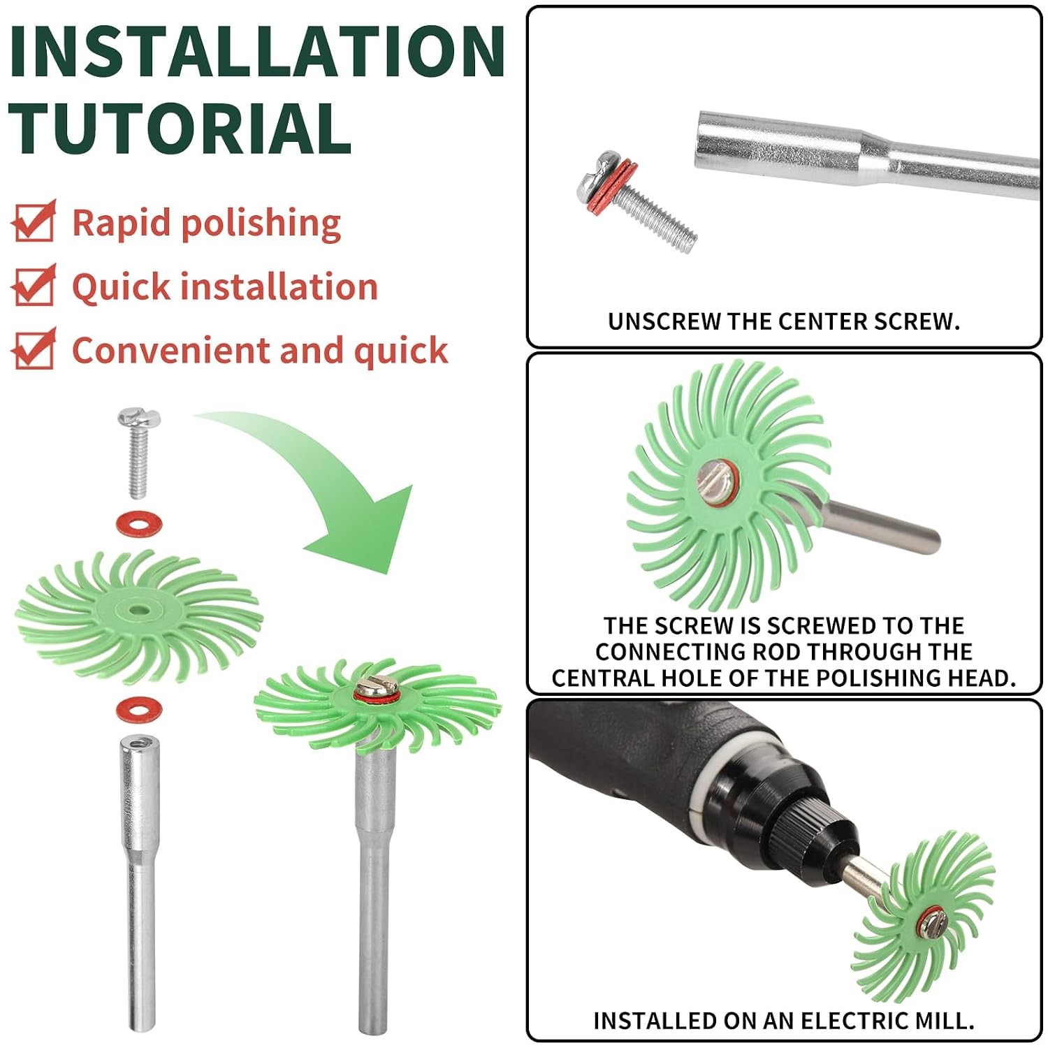 76Pcs 1 Inch Mini Radial Bristle Disc Mix Kit with 2.35mm/3mm Mandrels Polishing