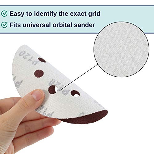 Bates Sanding Discs 5″ 8 Hole – 30 Pack – Assorted 30 Pack – 40-600 Grits Red