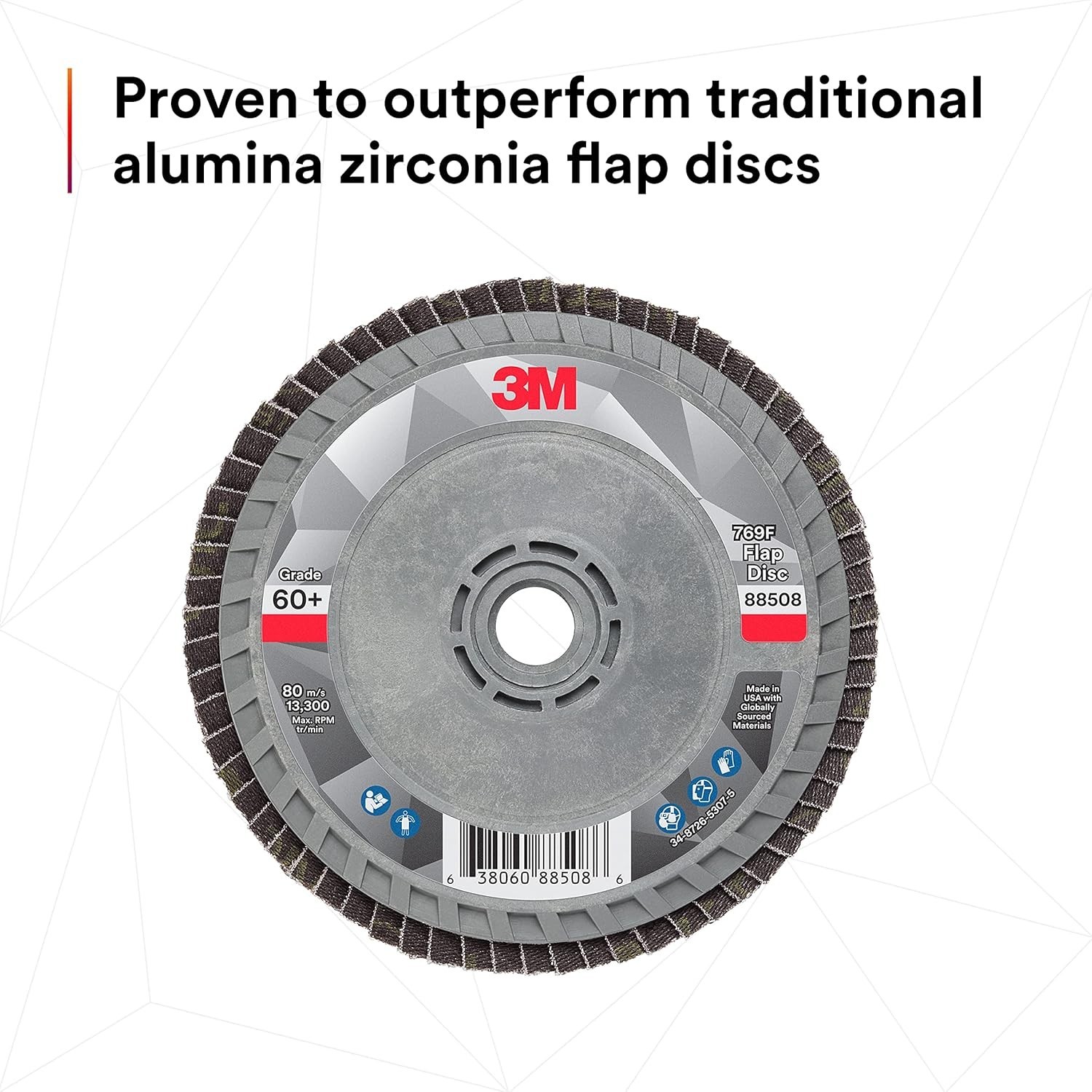 3M 7100243874 Flap Disc 769F 60+ T29 Quick Change 4-1/2″ x 5/8-11 10 Pack