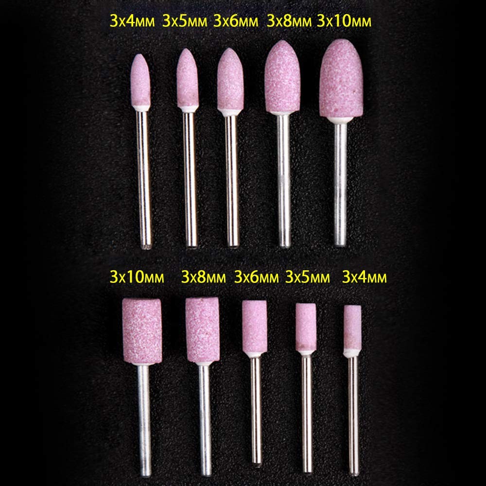 Oudtinx 10 Pcs 1/8 Shank Abrasive Mounted Stone Rotary Tool Grinding 10PCS
