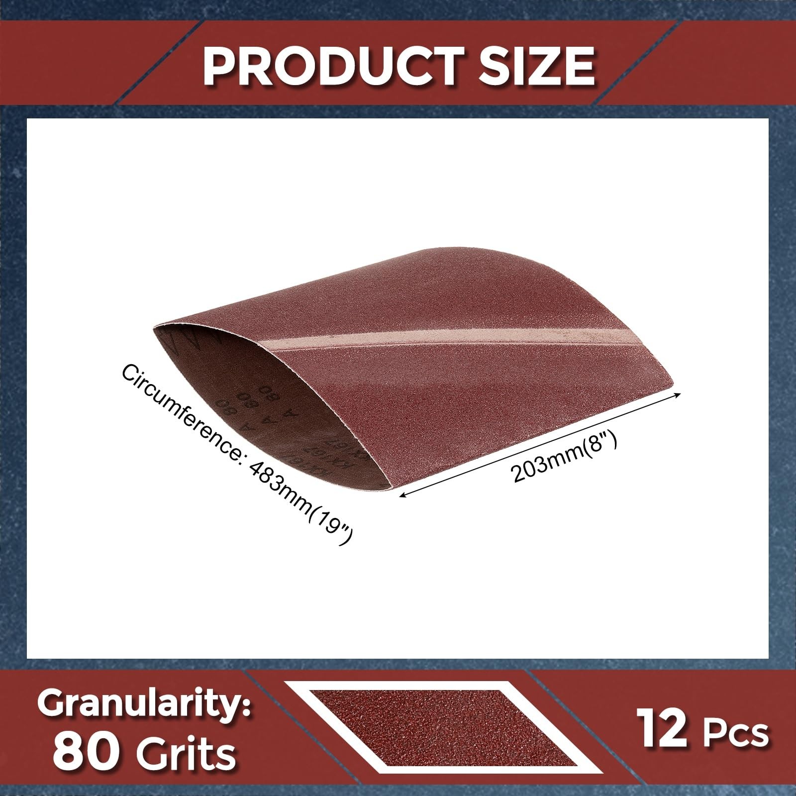 12 Pcs Sanding Belts 8 x 19 Inch 80 Grit Aluminum Oxide Abrasive Sandpaper fo…